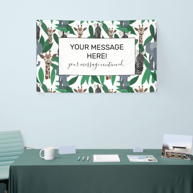Jungle Zebra Elephant Giraffe Safari Animals Banner (Tradeshow)