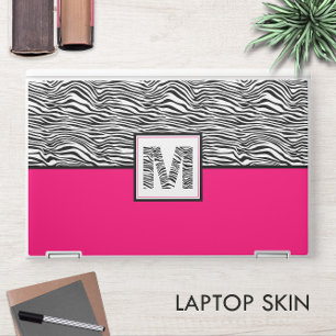 Jungle #Zebra Pattern #Monogram Pink Black & White HP Laptop Skin