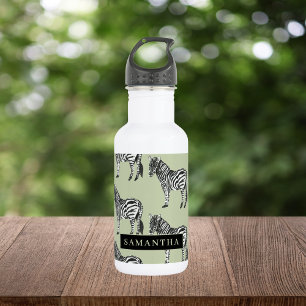Jungle Zebra Wild Pattern & Personalised Name 532 Ml Water Bottle