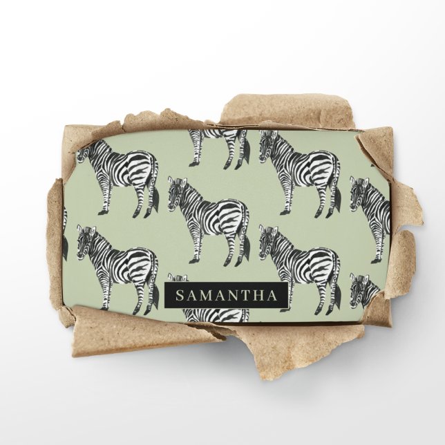 Jungle Zebra Wild Pattern & Personalised Name Business Card (Creator Uploaded)