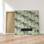 Jungle Zebra Wild Pattern & Personalised Name Canvas Print<br><div class="desc">Jungle Zebra Wild Pattern & Personalised Name</div>