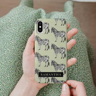 Jungle Zebra Wild Pattern & Personalised Name Case-Mate iPhone Case