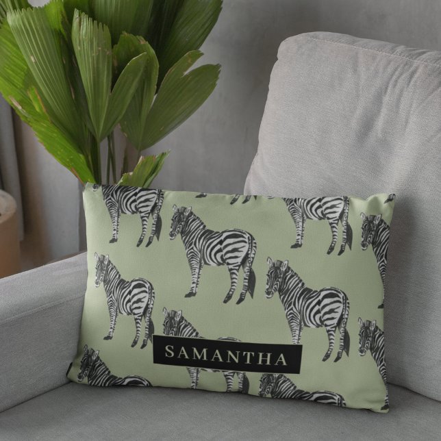 Jungle Zebra Wild Pattern & Personalised Name Decorative Cushion (Creator Uploaded)