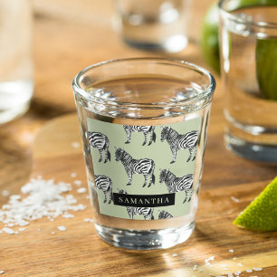 Jungle Zebra Wild Pattern & Personalised Name Shot Glass