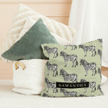 Jungle Zebra Wild Pattern & Personalized Name Cushion<br><div class="desc">Jungle Zebra Wild Pattern & Personalized Name</div>