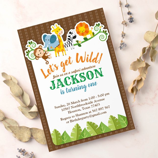 Jungle Zoo Animal Safari Adventure Birthday Invitation (Creator Uploaded)