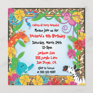 Jungle Zoo Party Invitation
