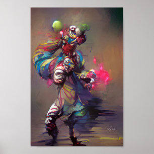 JUNGLER CLOWN  fantasy art illustration poster