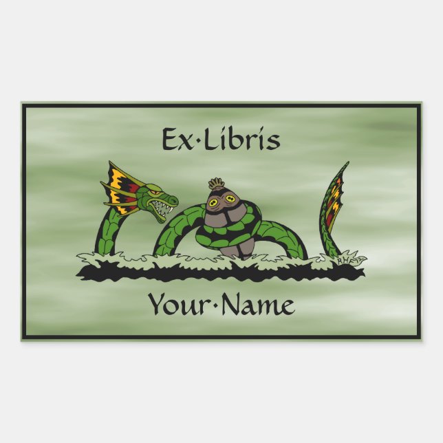 Jungun Catching a Quibbib Bookplate Rectangular Sticker (Front)