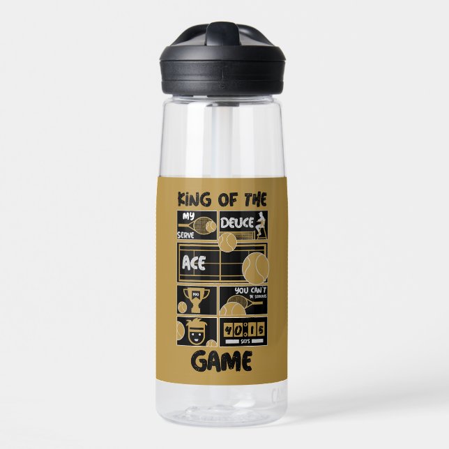 Junior Boys Tennis King Of The Game  Water Bottle (Front)