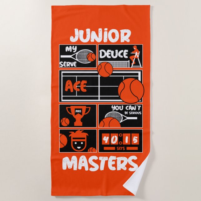 Junior Boys Tennis Player       Beach Towel (Front)