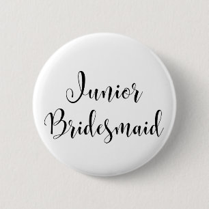 Junior Bridesmaid 2 Black Script Typography (30) 6 Cm Round Badge