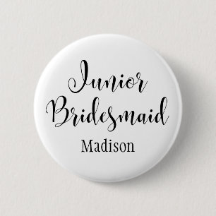 Junior Bridesmaid 2 Black Typography w/ Name (30) 6 Cm Round Badge