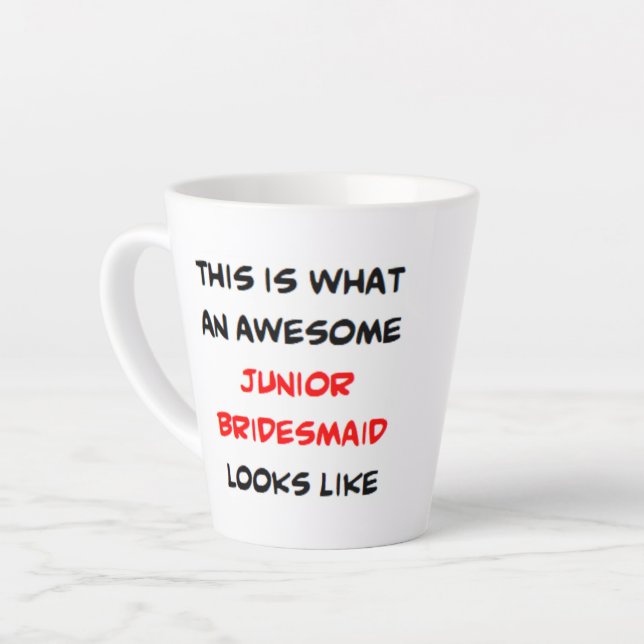 junior bridesmaid, awesome latte mug (Left Angle)