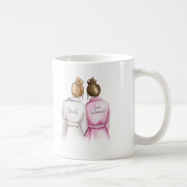 Junior Bridesmaid? Dk Blonde Bun Bride Br Bun Maid Coffee Mug (Right)
