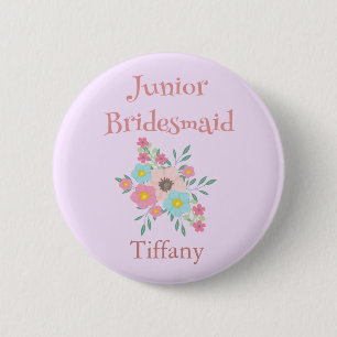 Junior Bridesmaid Floral 6 Cm Round Badge