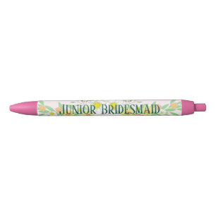 Junior Bridesmaid Floral Black Ink Pen