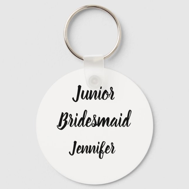 Junior Bridesmaid Gift Custom Name Gifts Wedding Key Ring (Front)