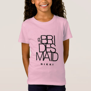 Junior Bridesmaid in black typography, wedding T-Shirt