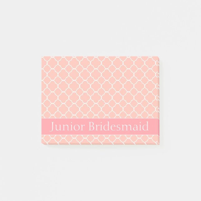 Junior Bridesmaid Pink and White Post-it Notes (Front)