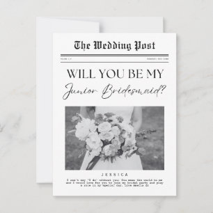 Junior Bridesmaid proposal, Custom Newspaper Postcard