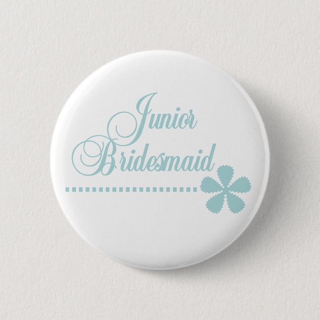 Junior Bridesmaid Teal Elegance 6 Cm Round Badge (Front)