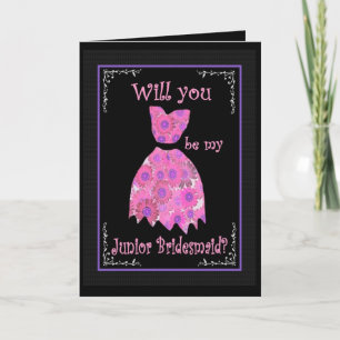 JUNIOR BRIDESMAID Wedding Invitation Pink Gown