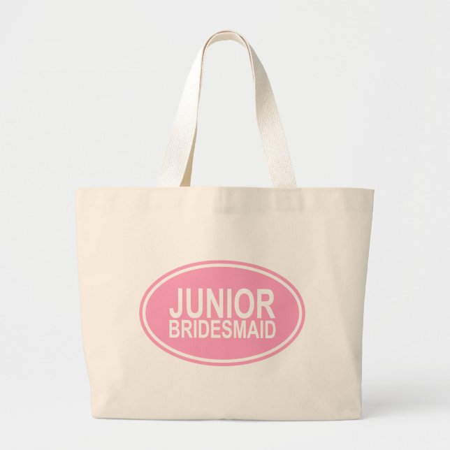Junior Bridesmaid Wedding Oval Pink Large Tote Bag (Front)
