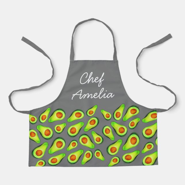 Junior chef avocados colourful kids apron (Front)