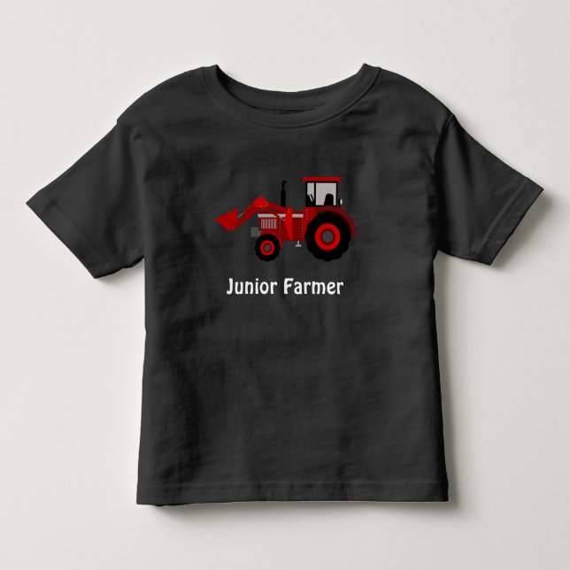 "Junior Farmer" and Red Loader Tractor Toddler T-Shirt (Front)