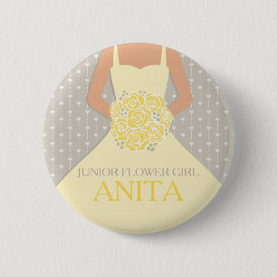 Junior flower girl yellow dress named wedding pin