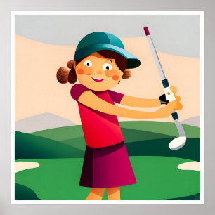 Junior Girls Golf Art Print