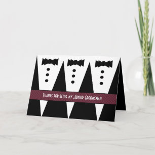 JUNIOR GROOMSMAN Thank You - Three Tuxedos Card