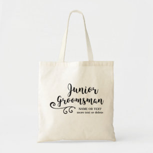 Junior Groomsman Tote Bag Chic Modern Script