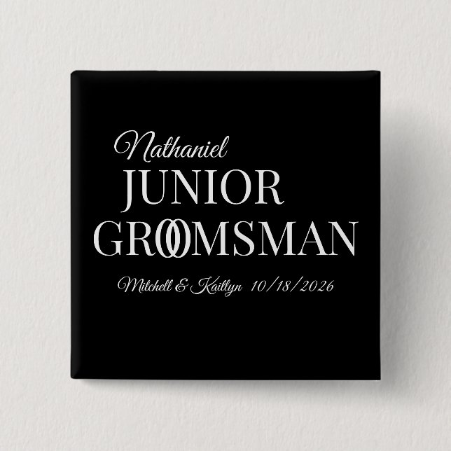 Junior Groomsman Wedding 15 Cm Square Badge (Front)