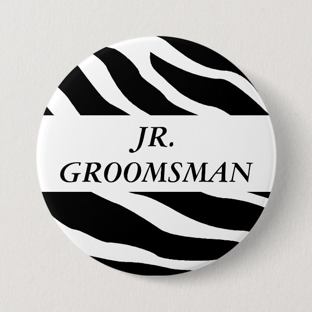 Junior Groomsman Zebra Wedding Button (Front)
