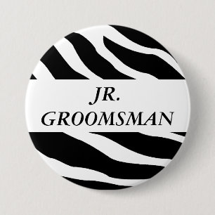 Junior Groomsman Zebra Wedding Button