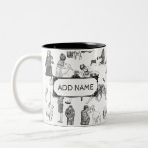 JUNIOR Handlers Dog Show Black Toile w/Custom Name Two-Tone Coffee Mug
