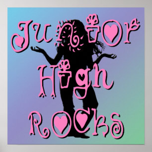 Junior High Rocks - Hearts Flowers Poster
