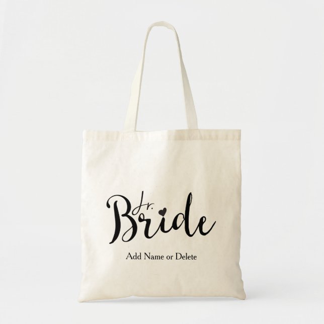 Junior Jr. Bridesmaid Tote Budget Canvas Tote Bag (Front)