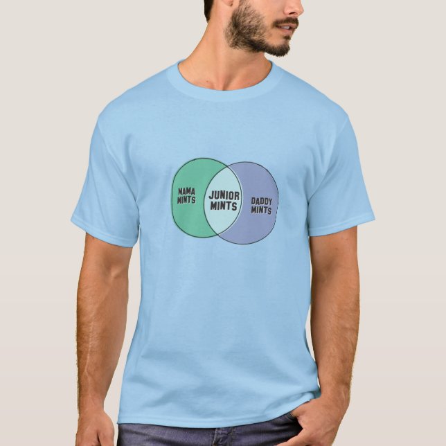 Junior Mints Mama Mints Daddy Mints venn diagram T-Shirt (Front)