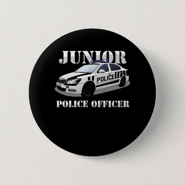 Junior Police Officer Policeman Police Car Cop Gif 6 Cm Round Badge (Front)