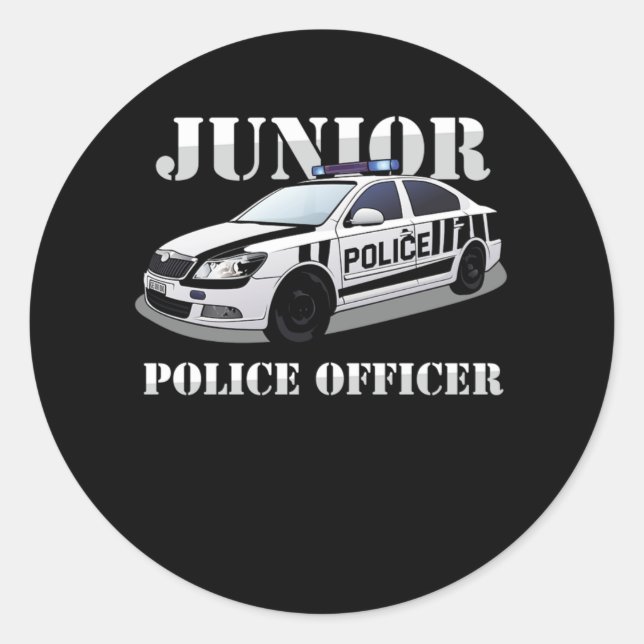 Junior Police Officer Policeman Police Car Cop Gif Classic Round Sticker (Front)