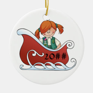 Junior Sled Redhead Ceramic Tree Decoration