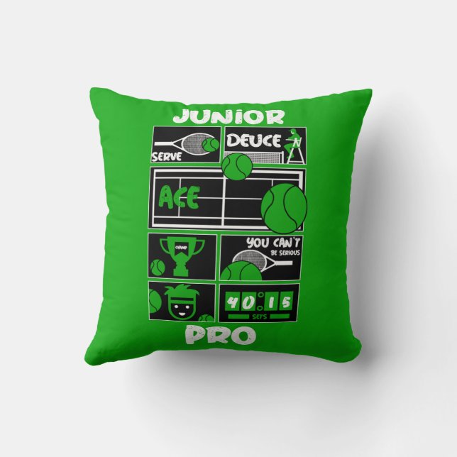 Junior Tennis Player T-Shirt  Cushion (Back)