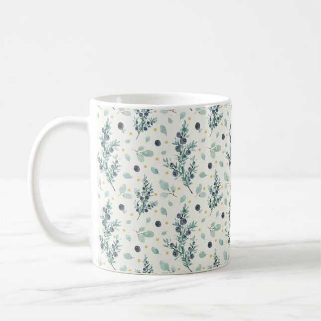 Juniper and berries pattern Mug (Left)
