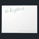 Juniper Family Name Script  Notepad<br><div class="desc">This Family Name Personalised Stationery makes an easy,  custom gift for a family friend or loved one! The size of these cards are perfect for writing a personal letter to a friend or to be used as a thank you note.</div>