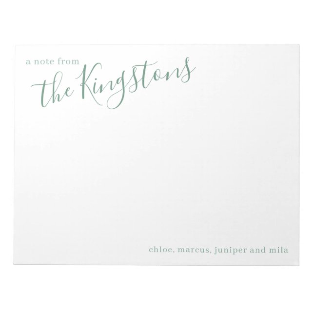 Juniper Family Name Script  Notepad (Front)