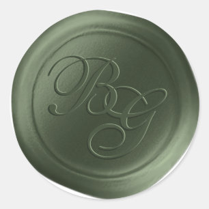 Juniper Green Double Monogram Wax Seal Stickers