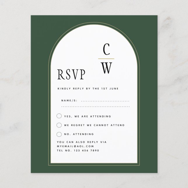 JUNIPER GREEN GOLD PHOTO Wedding INVITE (Front)